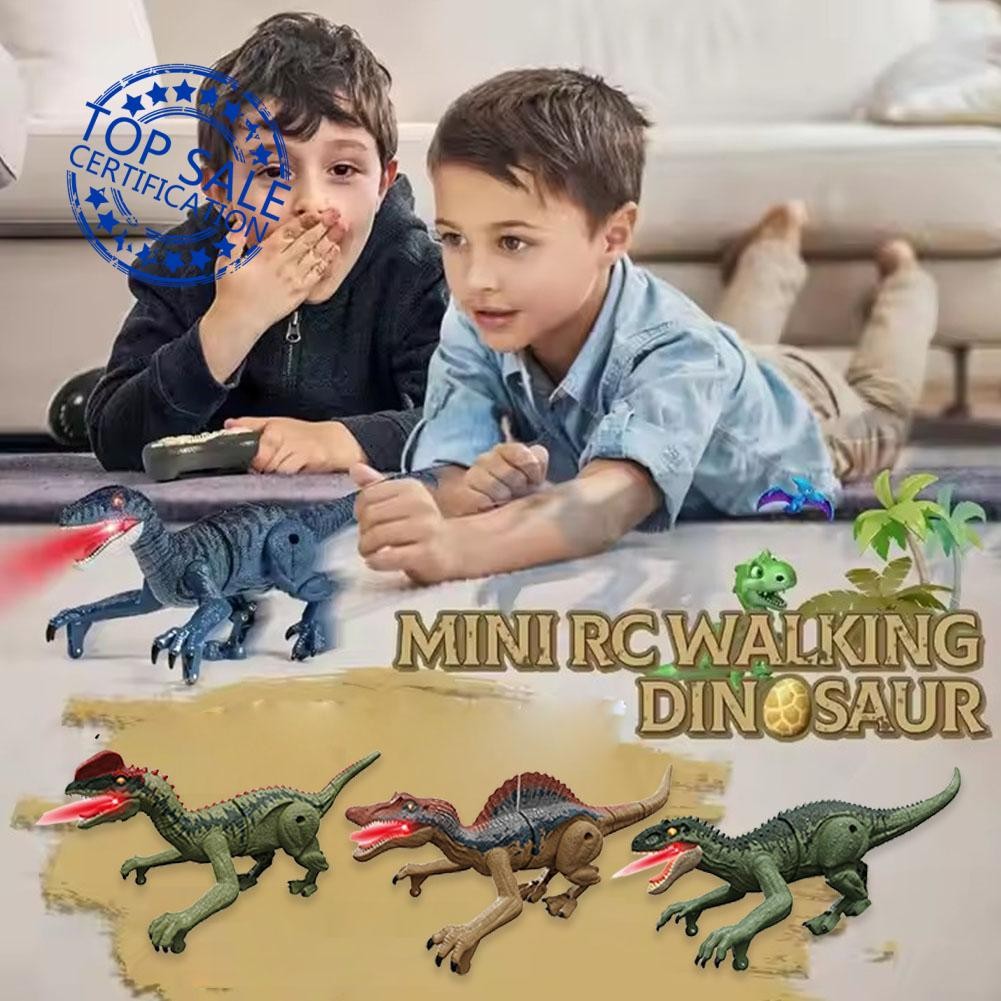 รีโมทคอนโทรลสําหรับเด็ก Velociraptor Tyrannosaurus 2.4g Mini ของเล่นไฟฟ้าไดโนเสาร์ Rex Pass L9h8