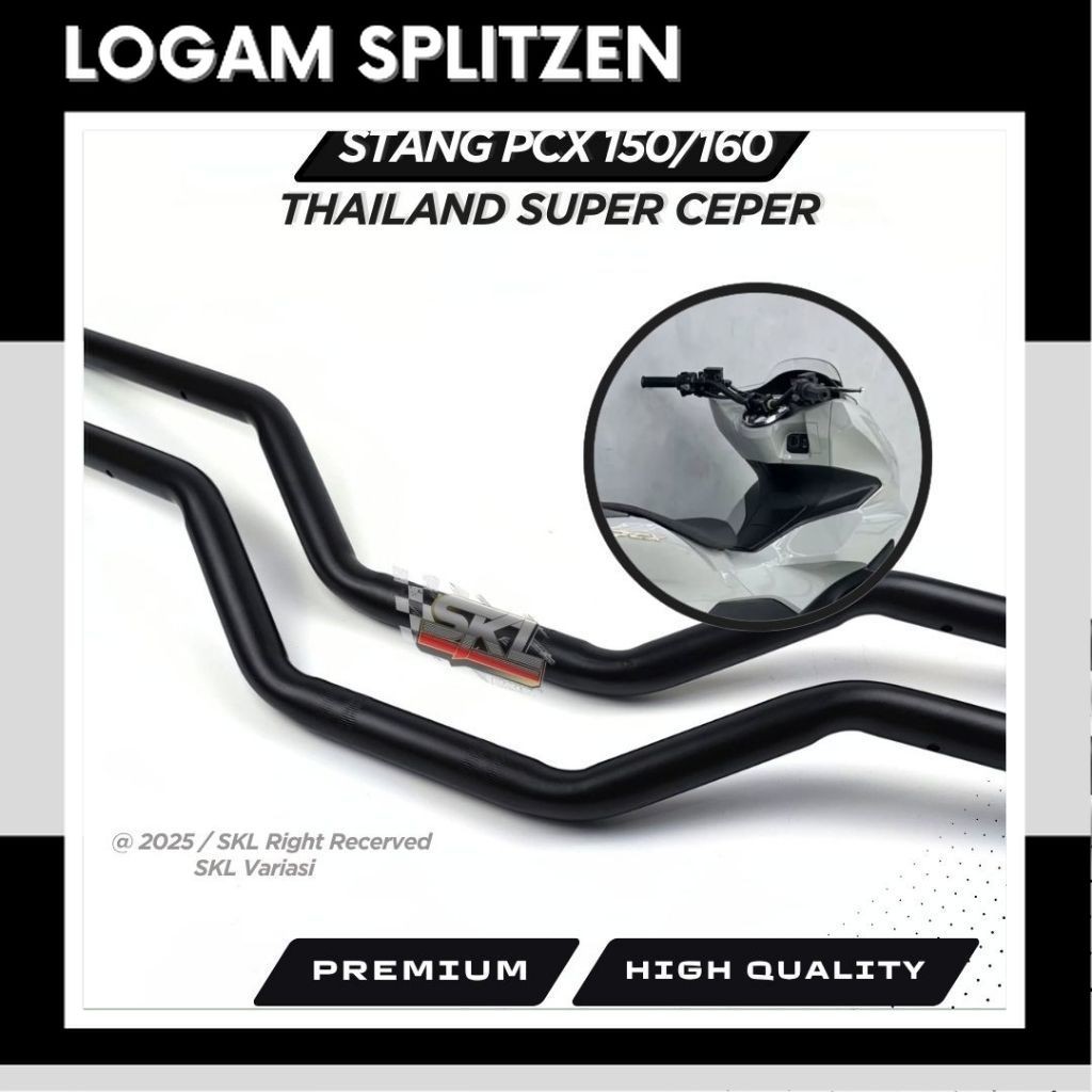 PCX พวงมาลัยสีดําแบนสั้น Custom vins thailand PNP PCX 150 160 แฮนด์