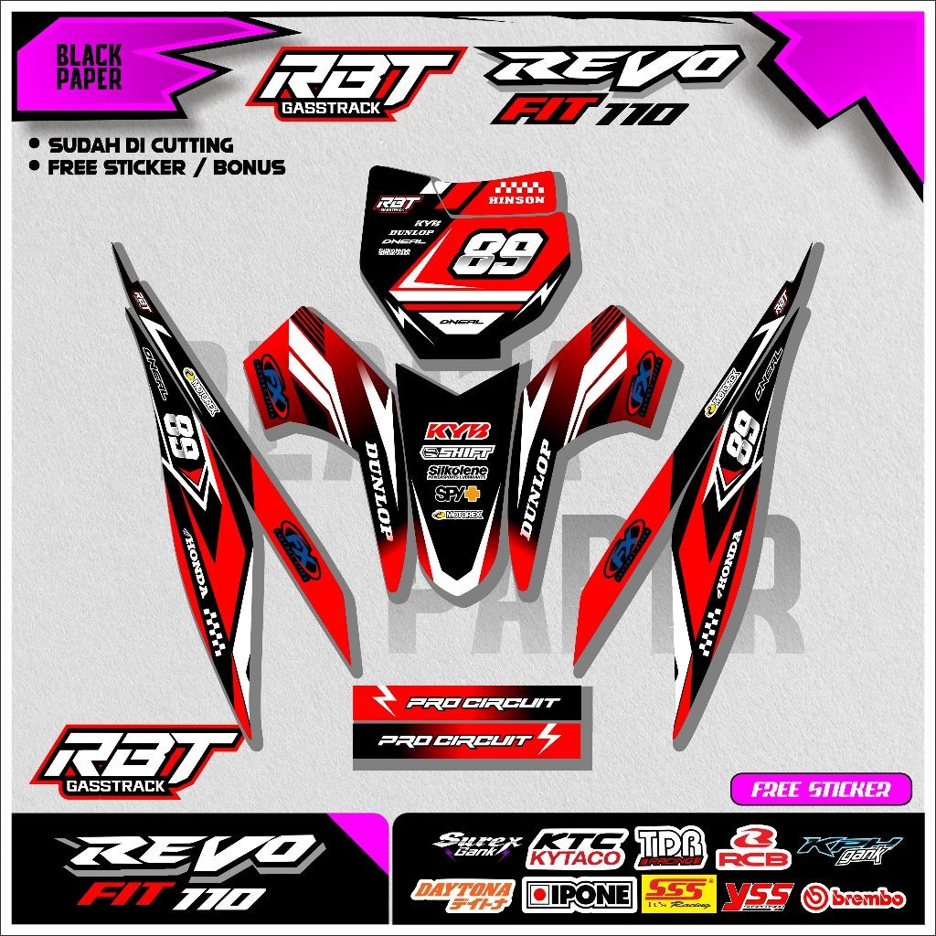 STRIPING Rbt รถจักรยานยนต์ REVO FIT 110 รถจักรยานยนต์ Rbt BEBEK MODIF SUPERMOTO YZ CRF KLX KX KTM Rbt ใหม่ล่าสุด