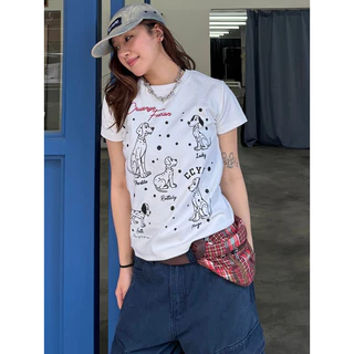 「งานเกรดพรีเมียม งานเกรด A」by Tee เสื้อเข้ารูป แขนสั้น Y2K สไตล์เกาหลี ใส่เที่ยว L69