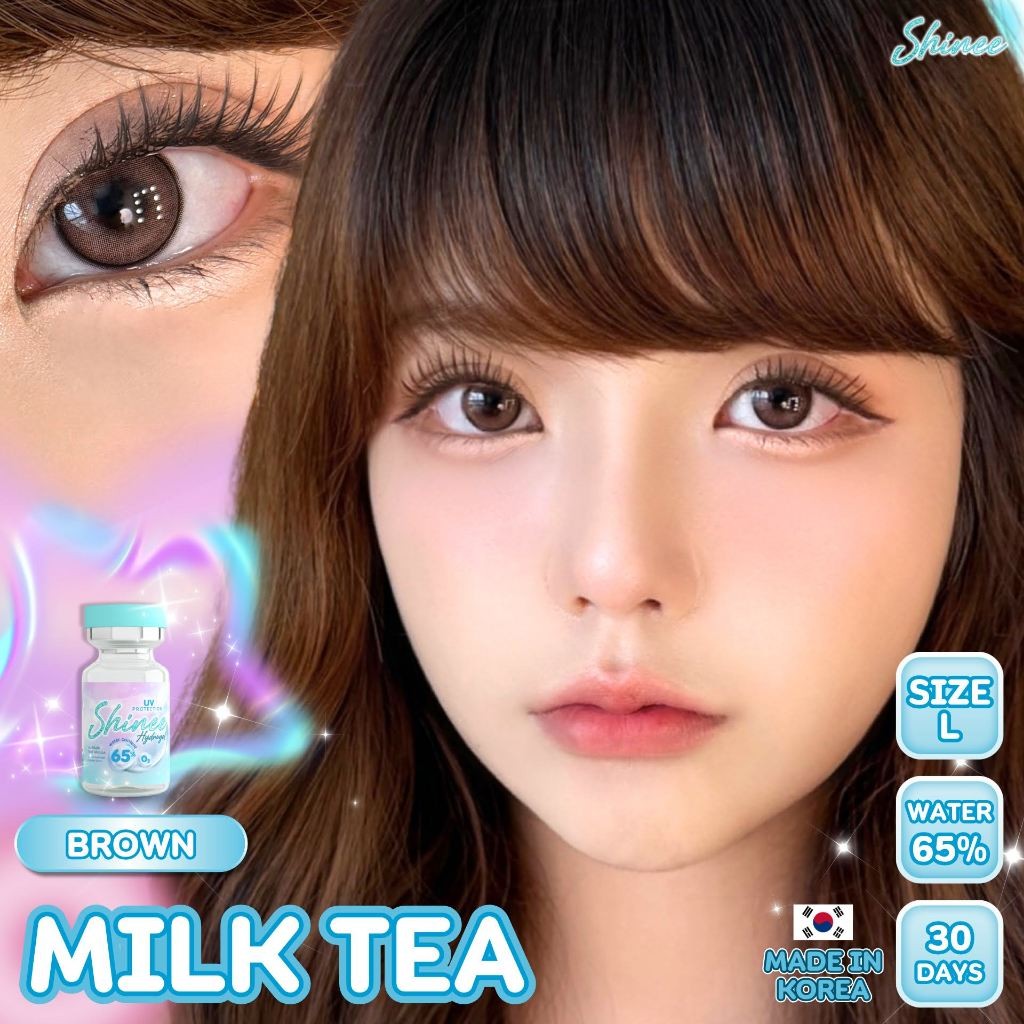 🔥 คอนแทคเลนส์💗ขนาดมินิ💗Milk tea (Shinee) สี : Brown / Gray / Nude Brown