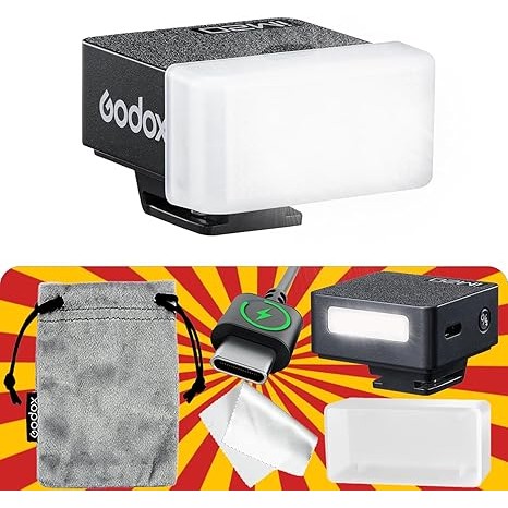 Godox iM20 พร้อมดิฟฟิวเซอร์ Godox Flash USB-C ชาร์จ, กล้องแฟลช GN 12, พร้อม 5 ระดับ, แฟลช Full-Power