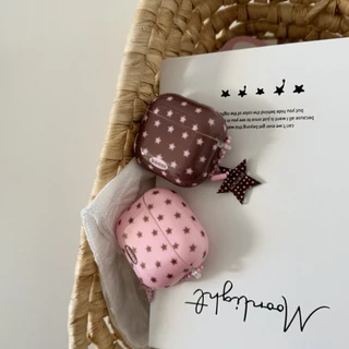 IMD Pink Coffee Star พร้อมจี้หูฟังสําหรับ AirPods 1 2 3 4 Pro หูฟังไร้สายบลูทูธสําหรับ AirPods Pro2 กันกระแทกฝาครอบป้องกันปลอก