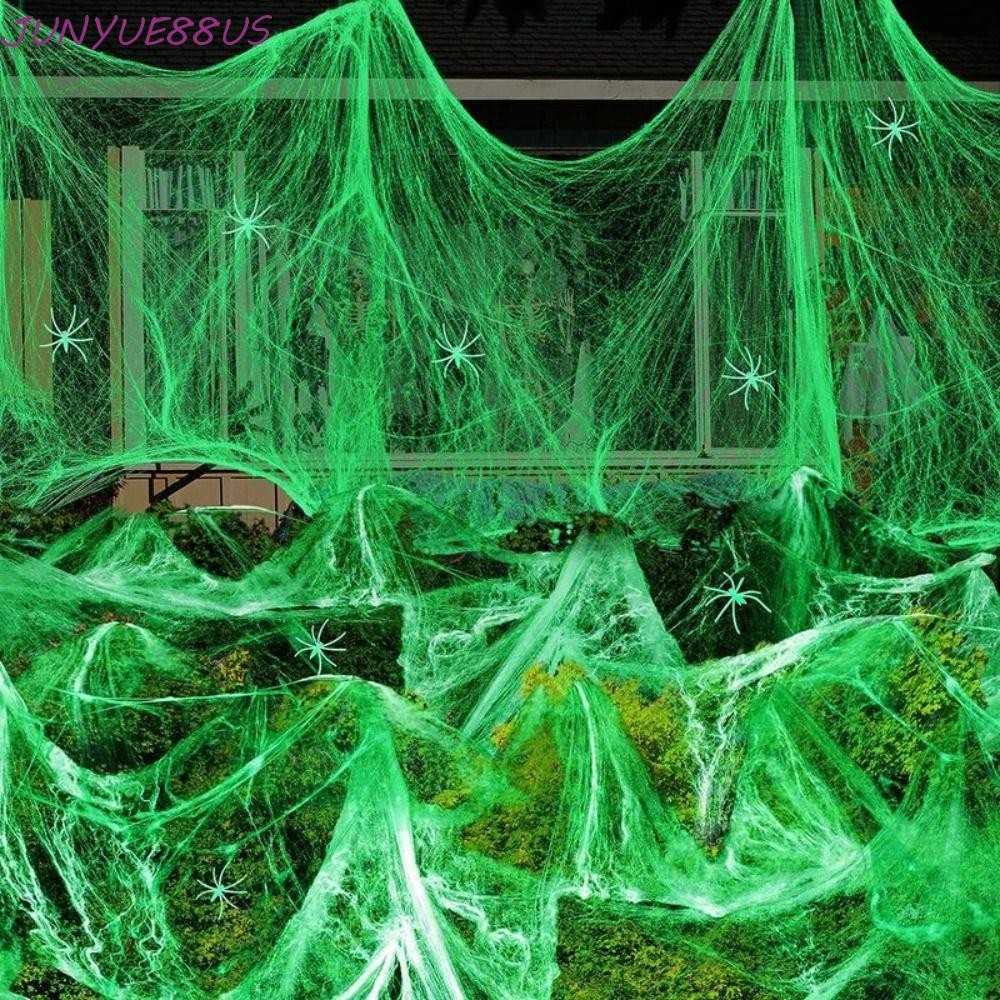 JUNYUE88US Luminous Spider Web, 3/6/10 เมตรเรืองแสงประดิษฐ์ใน Dark Spider Web, สยองขวัญ Props ยืดนํา