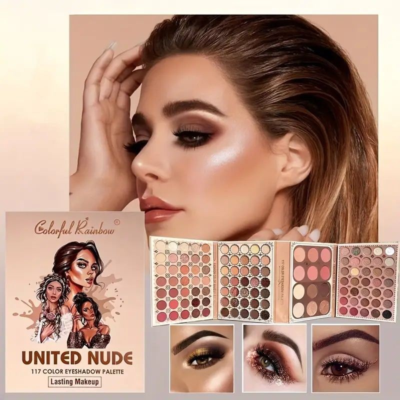 นําเข้า 117-Color Book Eyeshadow Palette Pearlescent ช่างแต่งหน้า Matte Contouring Blush Integrated 