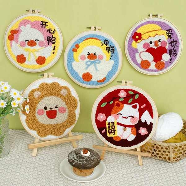 ปักผ้า ปัก ผ้า diy เซต แสตมป์เย็บปักถักร้อยทําด้วยมือทําเองแพคเกจวัสดุเด็กเครื่องประดับทําเองเหตุการณ์เริ่มต้นขนสัตว์ที่เรียบง่ายวาดสร้างสรรค์ของขวัญ