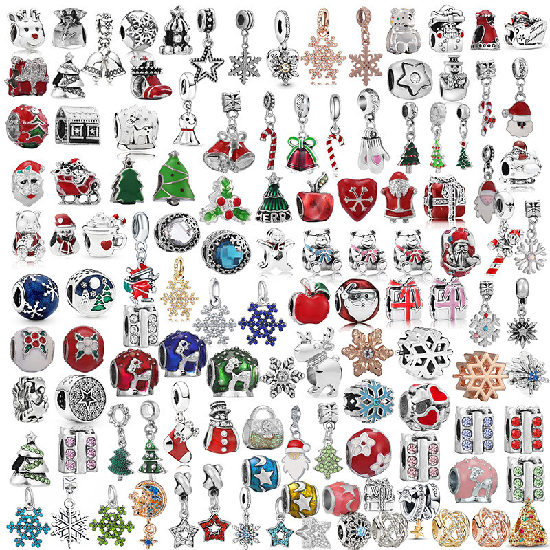 กล่องของขวัญสีแดงสไตล์คริสต์มาส อุปกรณ์ทำเองสำหรับตกแต่งและสร้อยข้อมือ