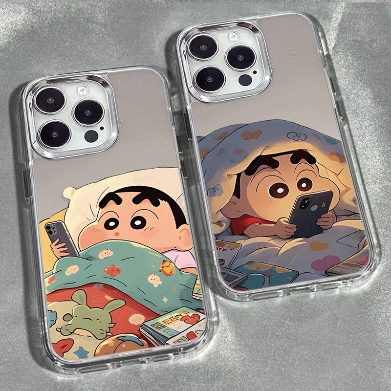เคสไอโฟน 15 สำหรับ iPhone 7Plus 16 13 12 11 14 Pro Max X XS XR MAX 7 16 8 Plus SE 2020 ผ่อนคลายการ์ตูนน่ารัก เคส ชินจัง