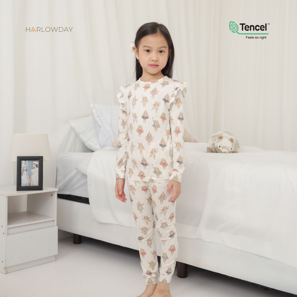 Harlow Kids - Tencel Frill Pajamas™/ Pajamas Tencel Anak/ Piyama Tencel/ Pajamas Terbaru/Pajamas Len