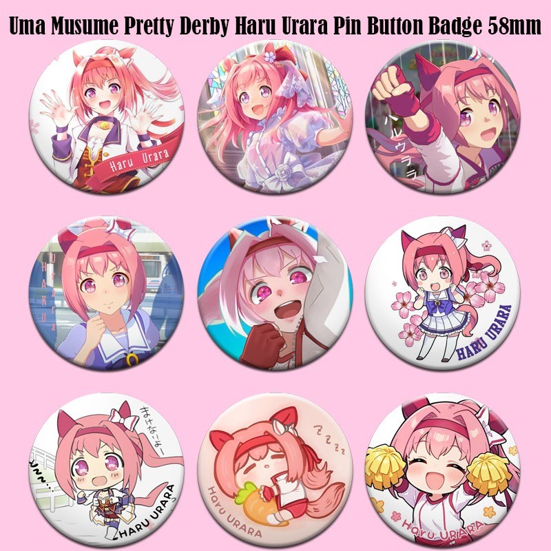 Lencana Butang Pin Uma Musume Pretty Derby Haru Urara Pin Button Badge 58mm