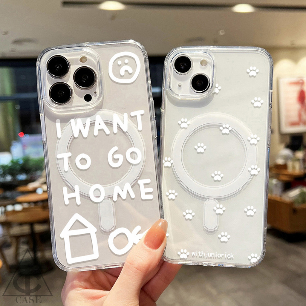 Simple แม่เหล็ก เคสใสกันกระแทก เคสสําหรับไอโฟน11 เคสชาร์ได้ สำหรับ IPhone 16 13 15 14 12 11 Pro MAX 16promax 15promax