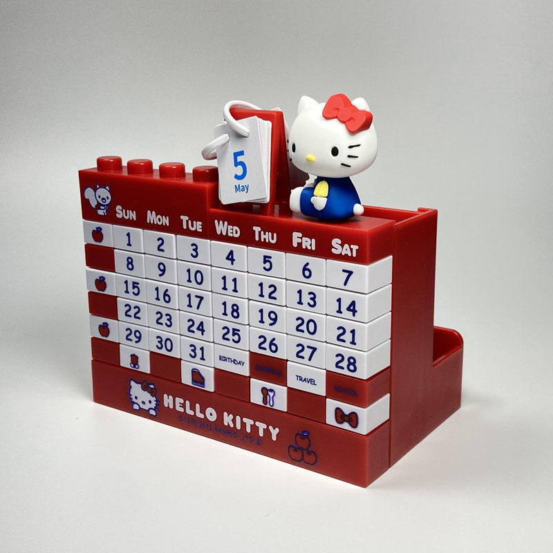 Hello Kitty สาวหัวใจอาคารบล็อกปฏิทินถาวรโต๊ะปฏิทินตุ๊กตาอาคารบล็อกปฏิทินอะนิเมะเครื่องประดับขนาดเล็กสาวของขวัญ