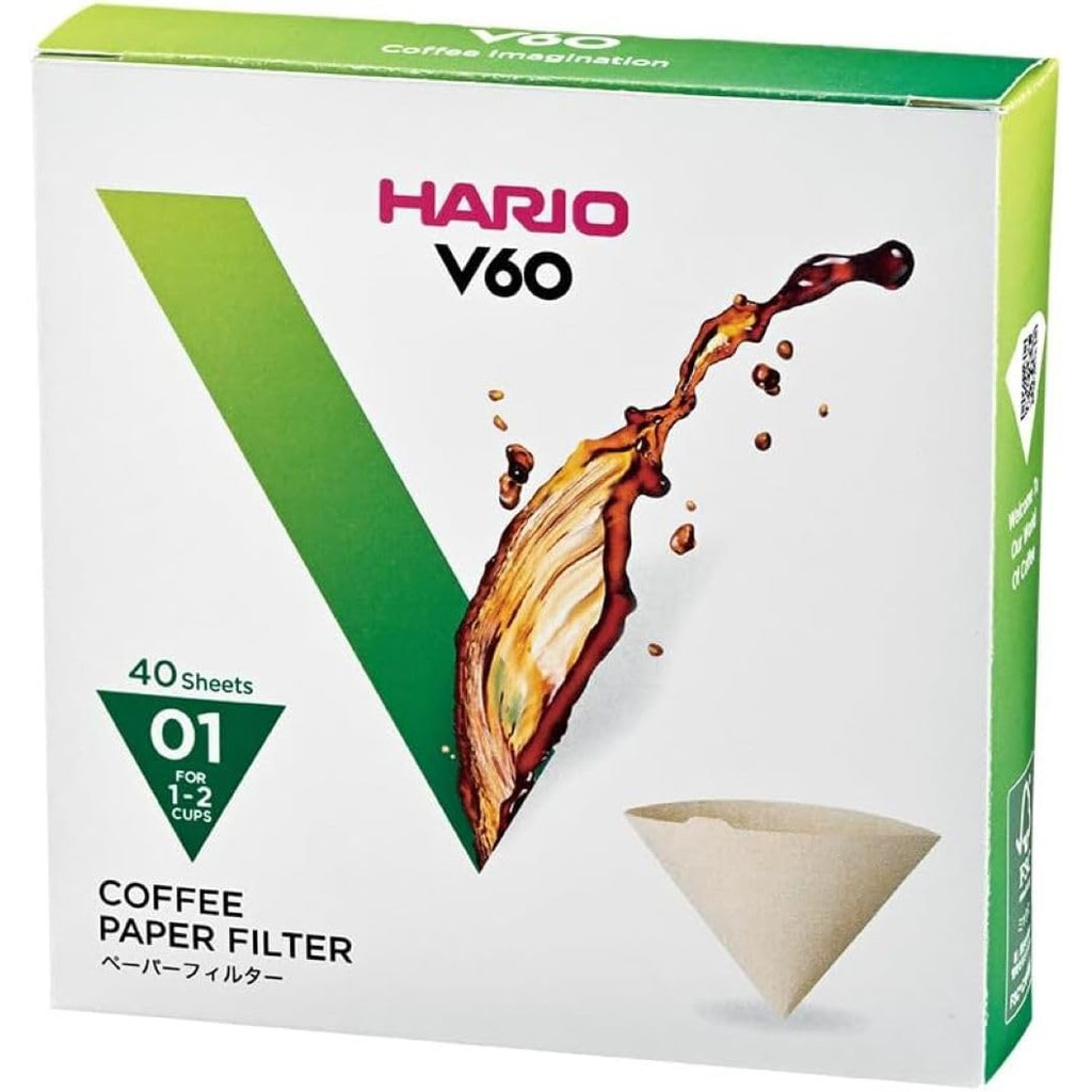 Hario V60 ฟิลเตอร์กาแฟแบบกระดาษ ขนาด 01 VCF-01-40M