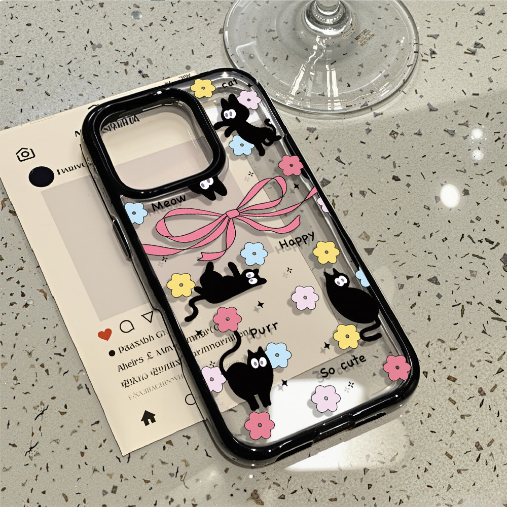 เคสโทรศัพท์ For iPhone 11 13 16 ProMax Case iPhone 13 14 15 ProMax 12 13 ProMax อะคริลิค 2 in 1 การ์ตูนน่ารัก ดอกไม้