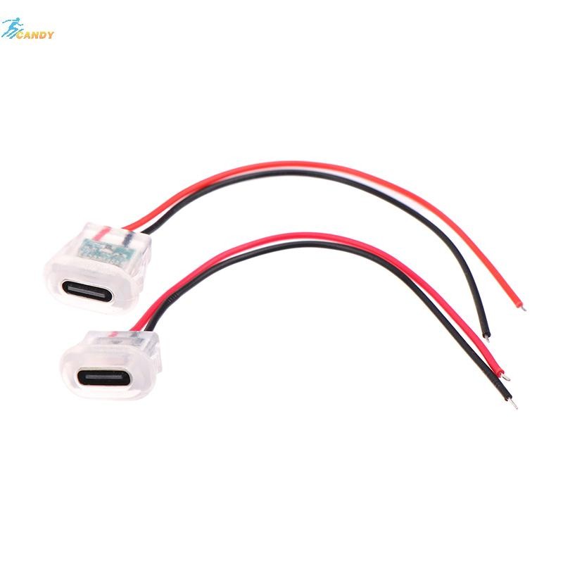 NDY 2pin USB Type C ประเภทอินพุตชาร์จซ็อกเก็ตไฟ LED แผ่นกันน้ํา USB-C พอร์ต TYPE-C หญิงเชื่อมต่อแจ็ค N