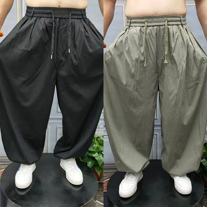 ฮันลู ผู้ชายฤดูร้อนกางเกงลําลองใหม่ยืดหยุ่นระบายอากาศเรียวหลวมฮาเร็ม ชุดทํางาน