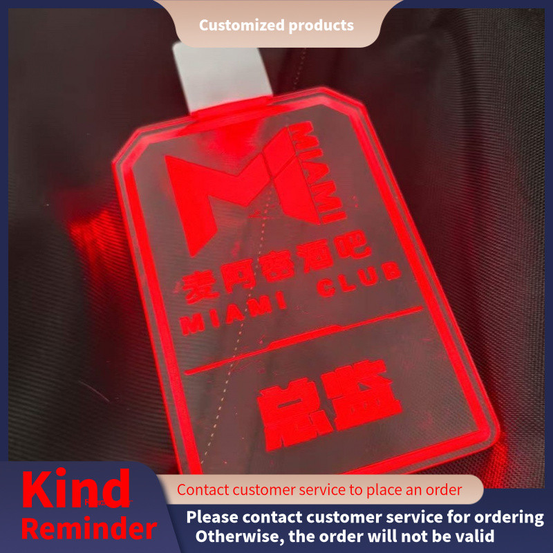 บาร์อะคริลิค KTV Tag ที่กําหนดเอง led แฟลชแท็กทํางานชาร์จ Luminous Work Permit Work Badge