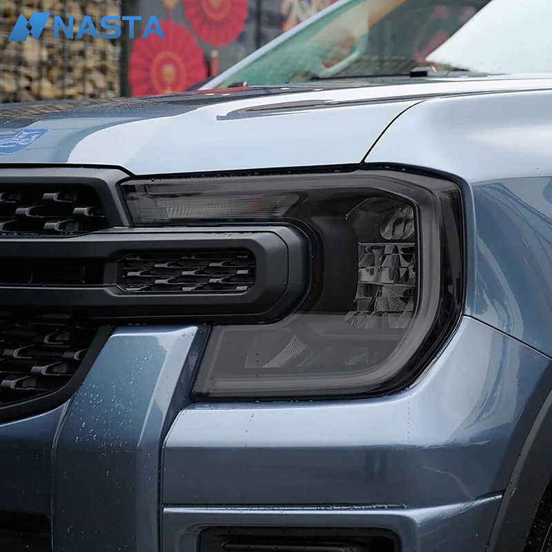 NASTA 2 ชิ้นไฟหน้ารถป้องกันฟิล์มโปร่งใสสีดํา TPU สติกเกอร์สําหรับ Ford Ranger 2023 2024 T9 Wildtrak Raptor อุปกรณ์เสริม