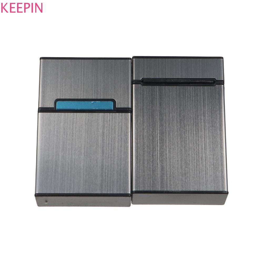 KEEPIN กล่องนามบัตร, อลูมิเนียมอัลลอยด์น้ําหนักเบาผู้ถือบัตรชื่อ, พกพาสะดวกปุ่มแม่เหล็ก Hard Case กล่องโลหะ ID Card Case ผู้ชายของขวัญ