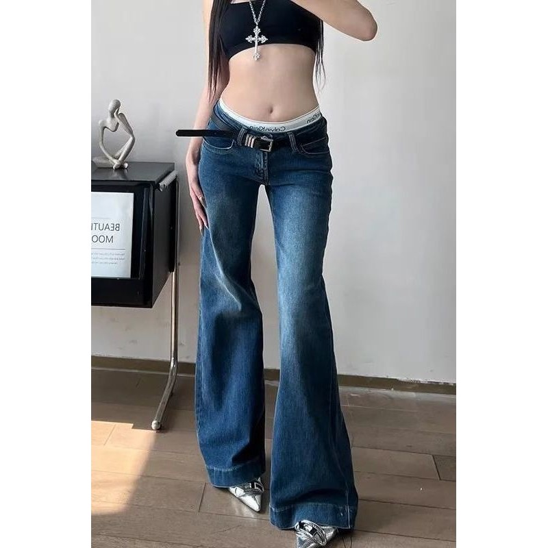 กางเกงยีนส์หญิงสไตล์เรโทร ทรง.slimmer micro-flare สำหรับฤดูใบไม้ร่วง ใส่แล้วดูเซ็กซี่และเพิมความบางเบา