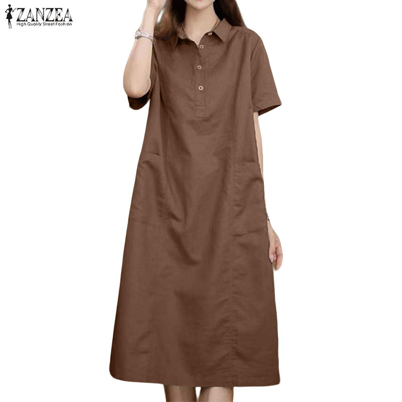 ZANZEA เสื้อโค้ทแขนสั้นสไตล์เกาหลี สำหรับผู้หญิง ใส่สบาย มีกระดุมและกระเป๋าหน้า