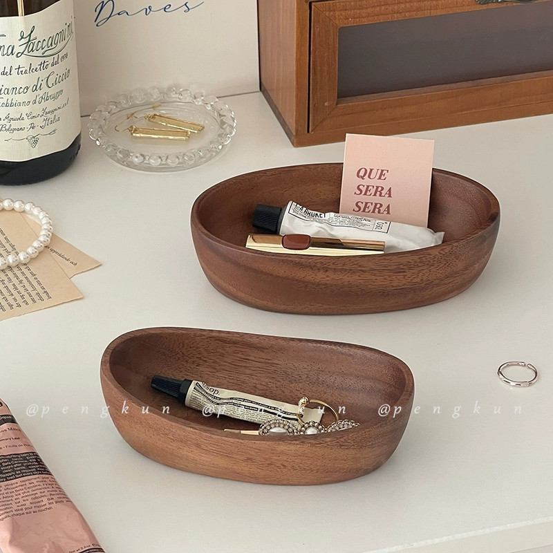 Ins Retro Walnut Desktop กล่องเก็บไม้ถาดเก็บเครื่องประดับ Entrance Key Sundries Organizer ถาด ราคา ถูกที่สุด ดีลบีเคเค