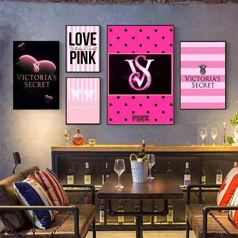 Victorias Secret แฟชั่น Vintage โปสเตอร์ผ้าใบภาพวาดโปสเตอร์และพิมพ์ห้องนั่งเล่น Wall Art