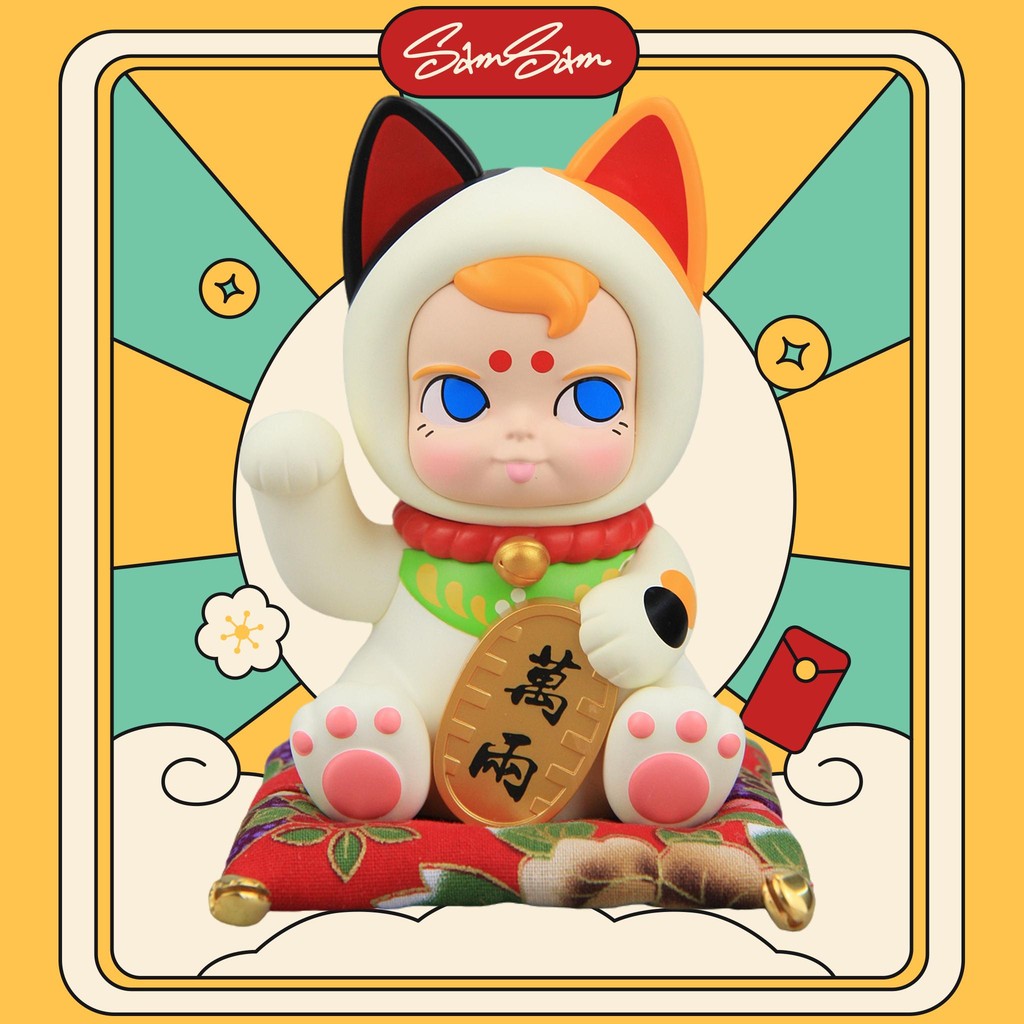 ของแท้ SAMSAM M SIZE Lucky Cat อินเทรนด์เล่นรูปตุ๊กตาน่ารักของขวัญเครื่องประดับ