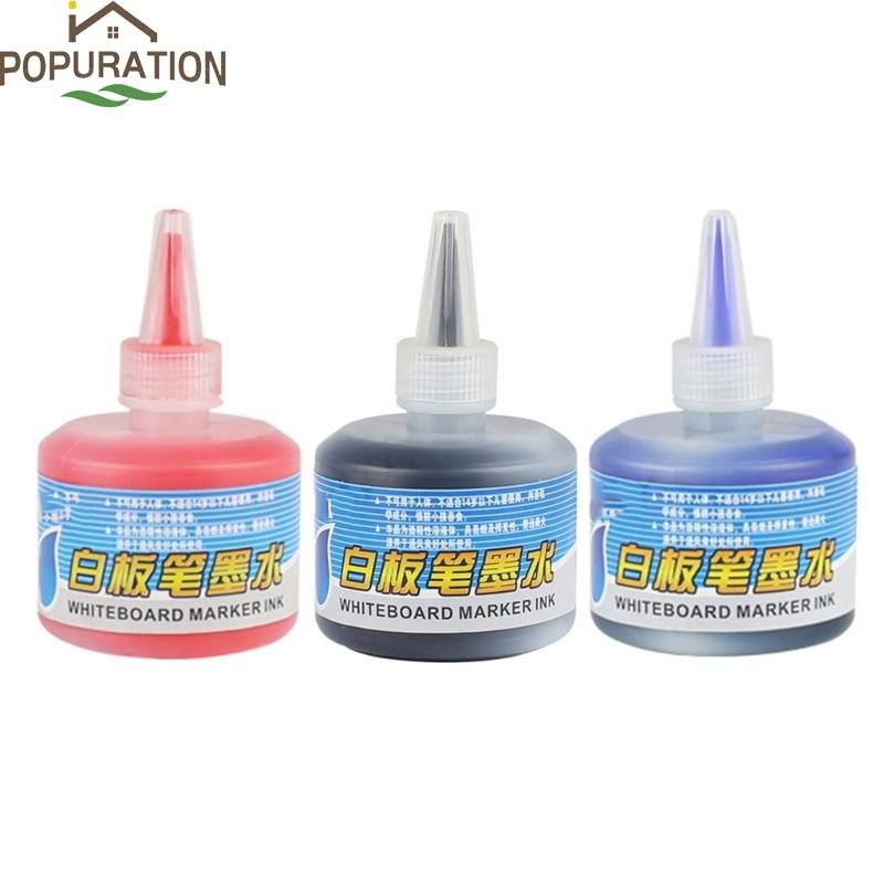 โผล่ 1ขวด50มิลลิลิตรหมึกเติมสําหรับเติมหมึกปากกาไวท์บอร์ดปากกาสีดําสีแดงสีฟ้า3สีโรงเรียนอุปกรณ์สํานักงาน