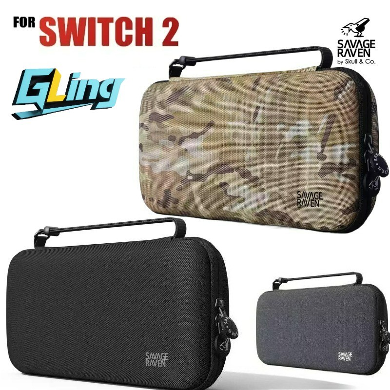 Savage Raven โดย Skull & Co. กระเป๋าถือ เอ็ดซี สําหรับ นินเทนโด สวิตช์ 2 กระเป๋าเก็บเปลือกแข็งแบบพกพาเกมคอนโซลเคสป้องกันการกระแทกและรอยขีดข