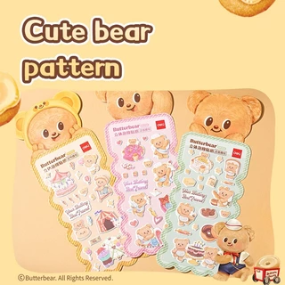 (Butterbear x Deli) สติกเกอร์ สติกเกอร์แผ่น สติกเกอร์หมีเนย บัตเตอร์แบร์ (คละสี/ลาย 3 สี)
