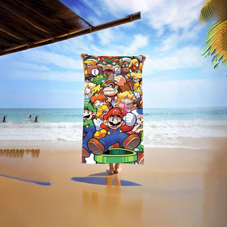 Mario Cartoon Bath Towel Super Large Super Absorbent Quick-Drying Adult Children High-Value ins Couple Style