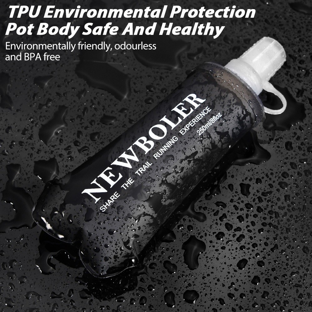NEWBOLER 150ml 250ml 500ml Soft Flask TPU ซิลิโคนพับขวดน้ําสําหรับกีฬากลางแจ้งมาราธอนวิ่งจ๊อกกิ้งฟิตเนสแบบพกพาขวดนุ่ม BPA ฟรี - รูปที่ 2