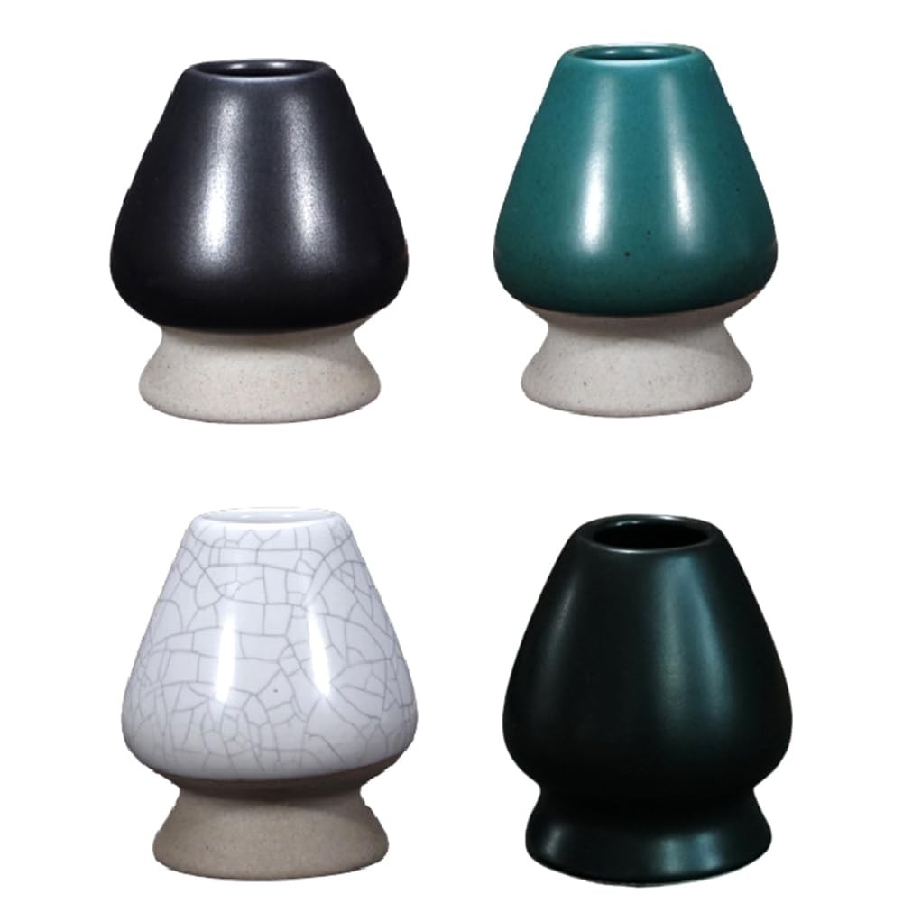 Wiseflexwia 4-Piece Matcha Whisk Holder Stand Bowl Matcha Powder Matcha Holder Ceramic Tea Ceremony 