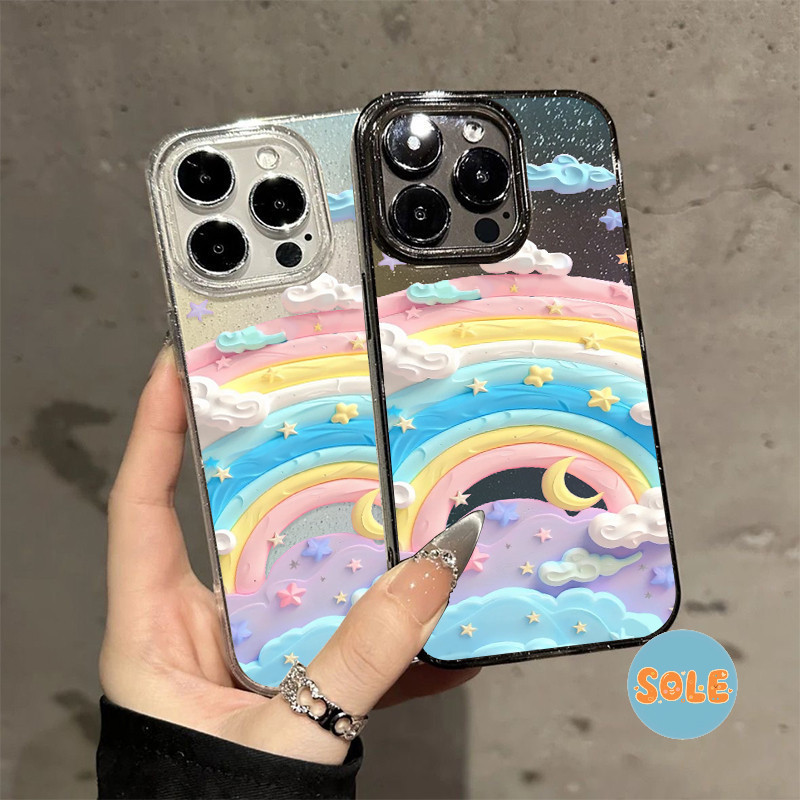🦋Sole🦋เคสไอโฟน เคสใสกากเพชร สำหรับ iPhone 11 16 pro max 13 12 14 15 promax 7 plus  เคสใสกันกระแทก วิจิตร Flash CryBaby