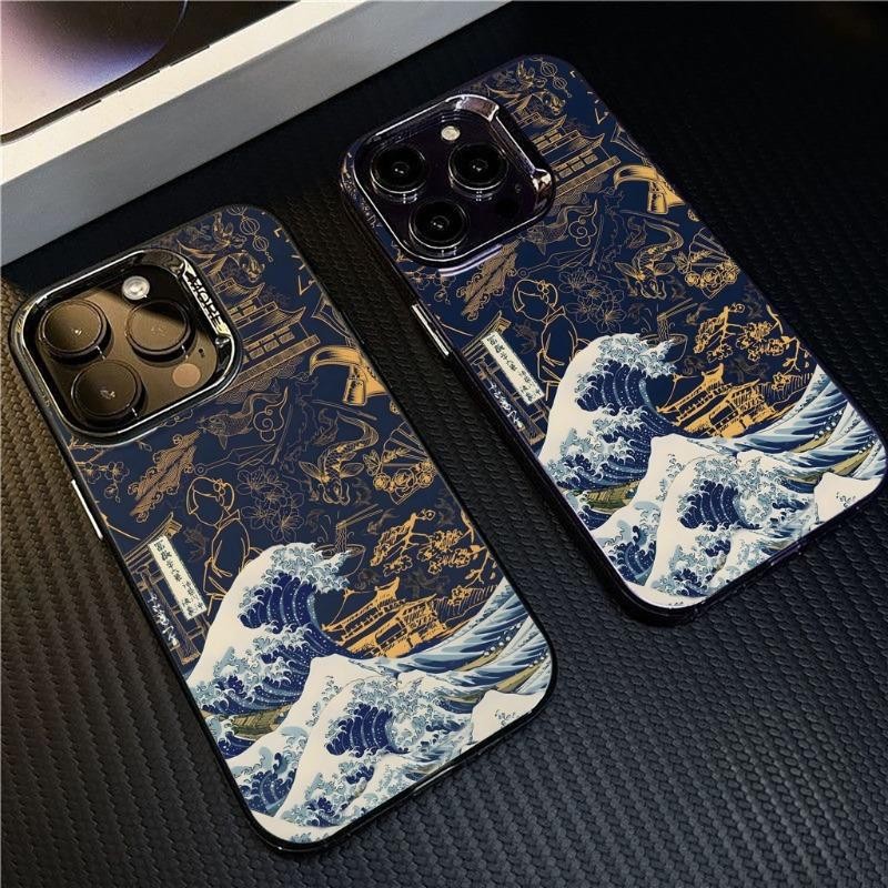 เคสคลื่นทะเลสําหรับ iPhone 16Pro 15 14 13 12 11 Pro Max XR 7 8Plus ปลอกป้องกันหน้าจอกันกระแทก