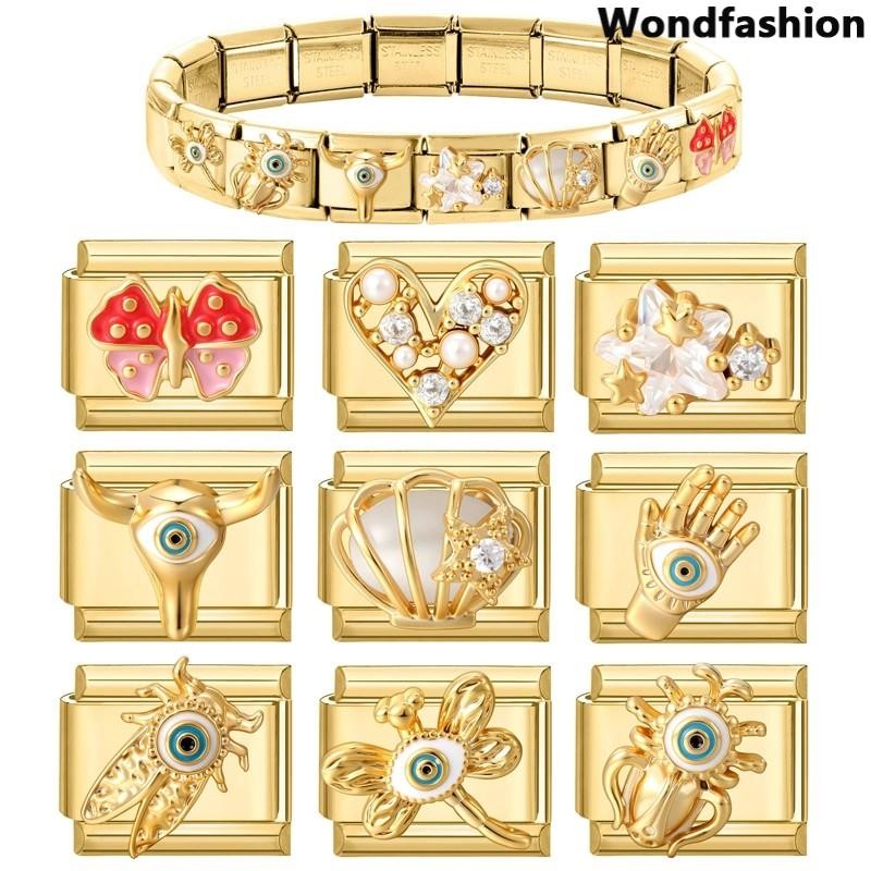 สร้อยข้อมือสแตนเลสขนาด 9 มิลลิเมตร ออกแบบเหมือนผีเสื้อดวงดาวสไตล์อิตาลี สร้อยข้อมือทำมือ เพิ่มบุคลิกภาพแบบย้อนยุค