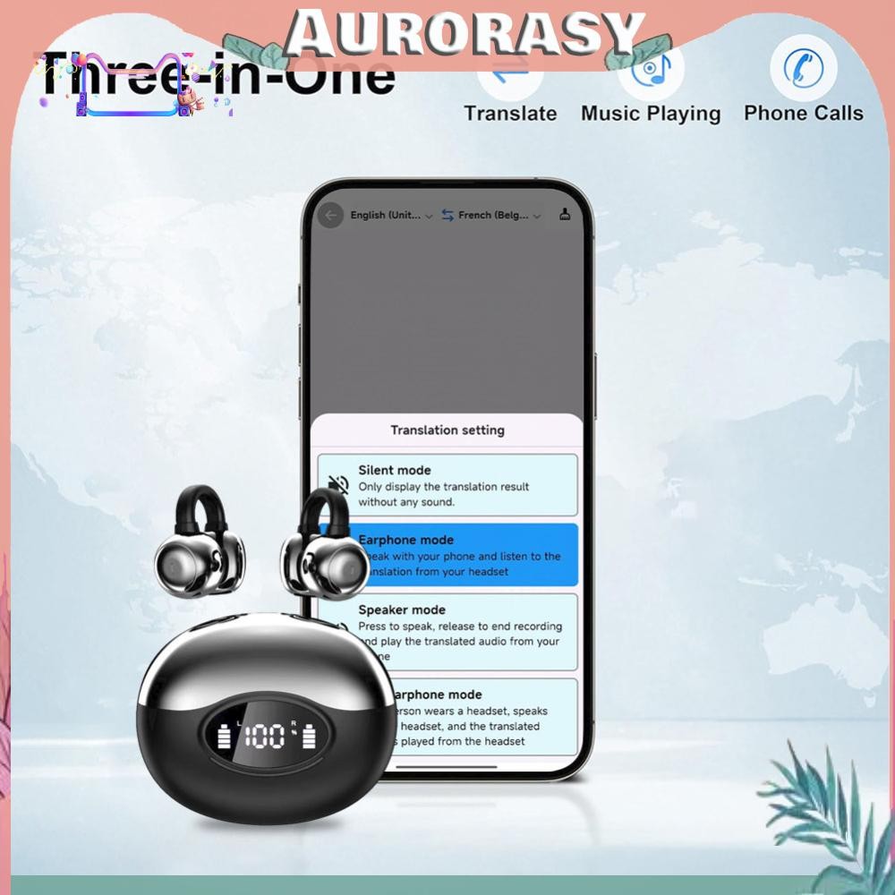 หูฟังแปล แบบเรียลไทม์ 144 ภาษา Wireless BT AI Translator Earbuds