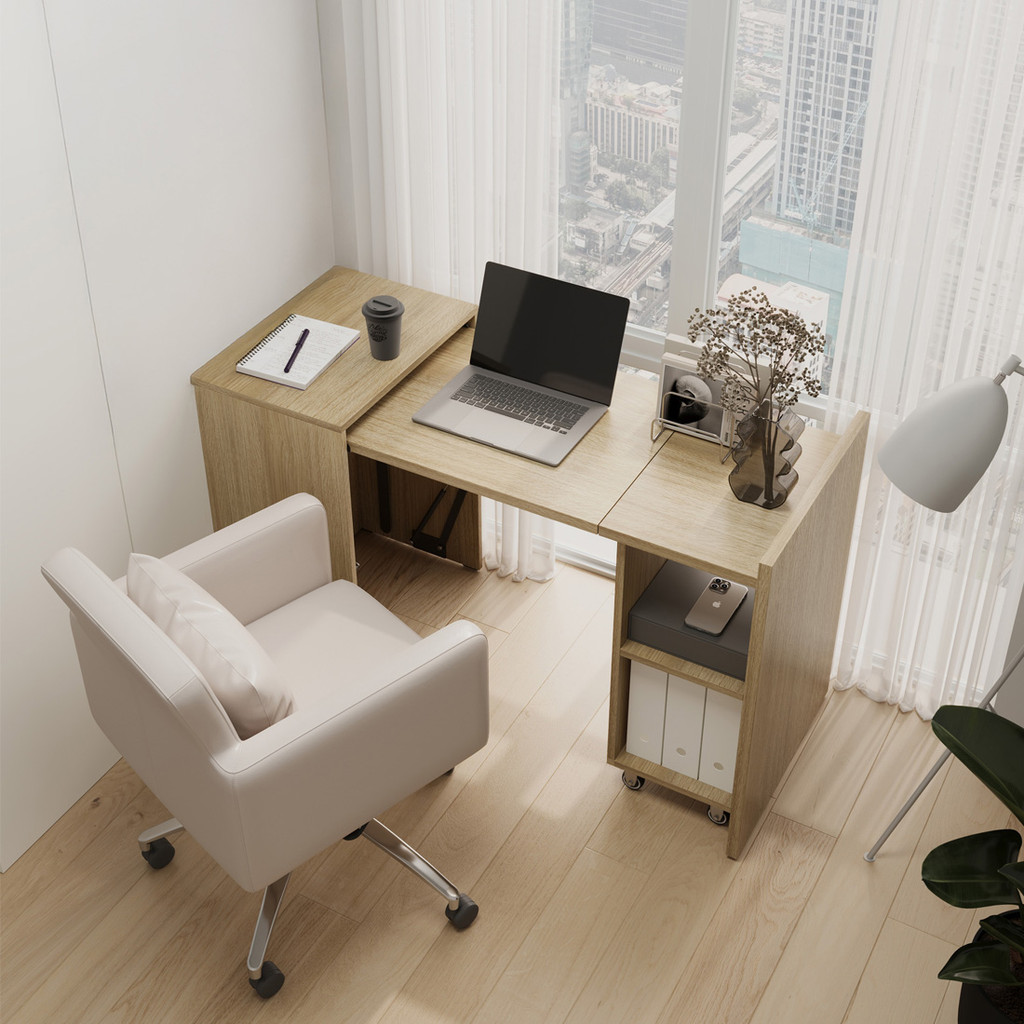 SB Design Square โต๊ะทำงานพับได้ ขนาด 55 ซม. รุ่น Modio สี Valley Oak (55x129x78 ซม.)  แบรนด์ SB FUR