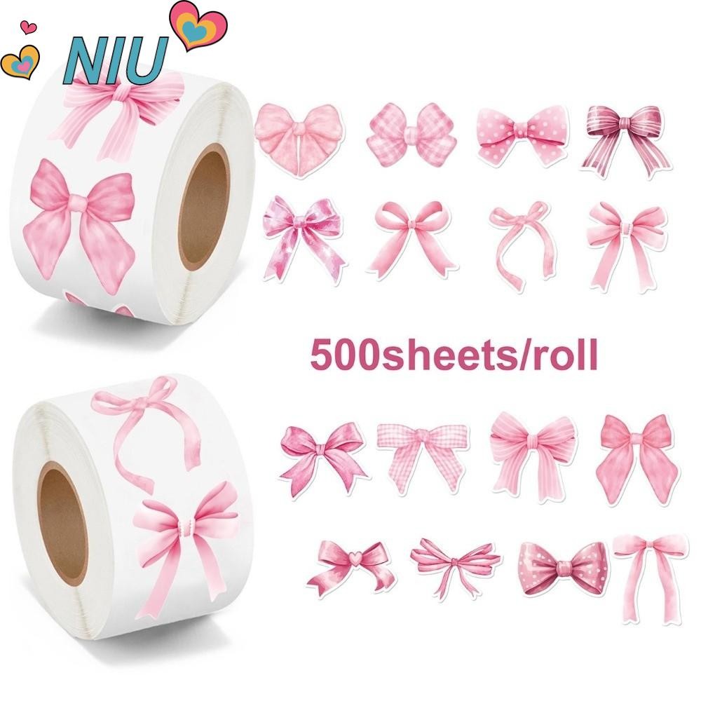 นิยูยูเจส 500ชิ้น/ม้วนโบว์ซีลสติกเกอร์,กาวการ์ตูนกล่องของขวัญสติกเกอร์,น่ารักเครื่องเขียนสติกเกอร์กุทัณฑ์ตกแต่งบรร