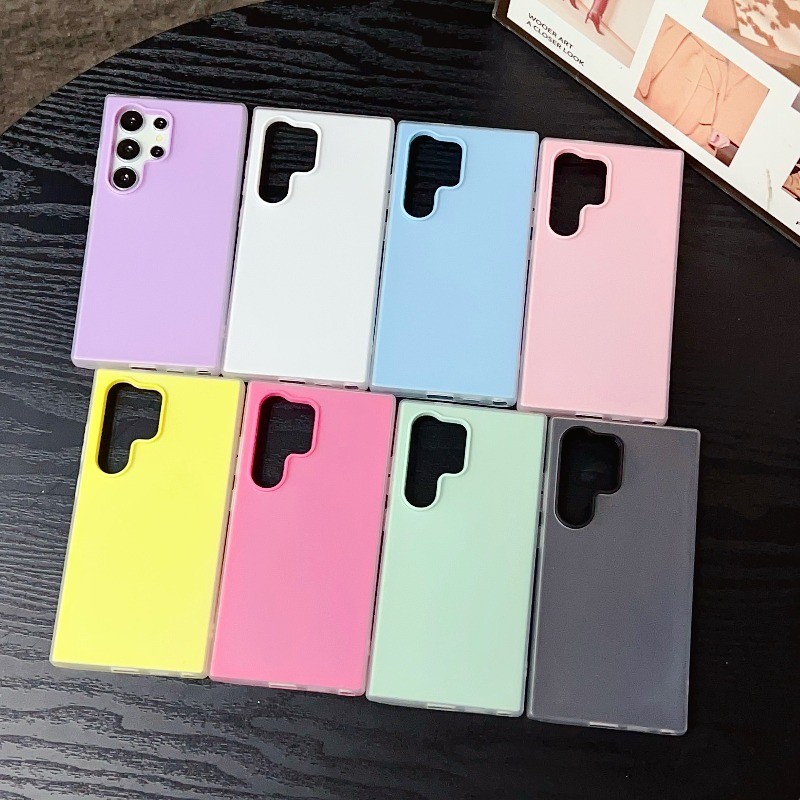 สีลูกกวาด 2 in 1 ซิลิโคนด้าน เคสโทรศัพท์เยลลี่ เหมาะสำหรับ Samsung S25 Ultra S25 S24 S23 FE S21 FE กันกระแทก กันรอยนิ้วมือ สวยเรียบหรู - ภาพย่อย 2