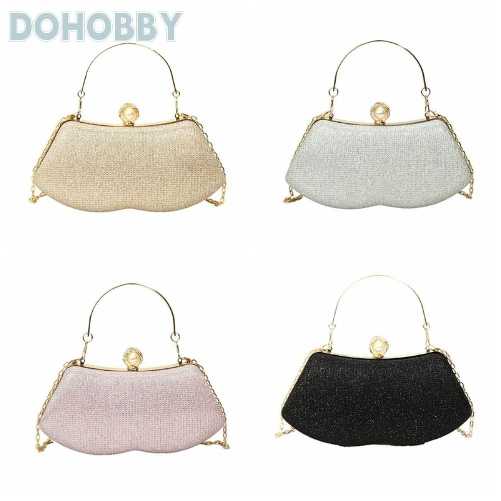 DOHOBBY คลัทช์โซ่คริสตัล Rhinestone ทำจากโพลีเอสเตอร์หรูหรา เหมาะสำหรับผู้หญิงใช้งานในยามค่ำคืนและงานเลี้ยง