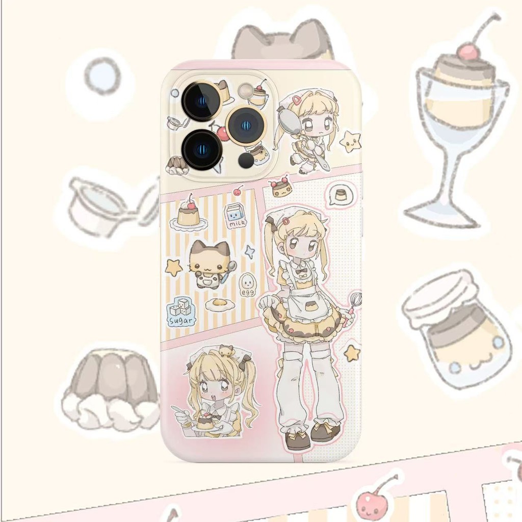 เคสโทรศัพท์แม่บ้านขนมน่ารักดั้งเดิม iPhone16/15promax เคสนิ่มรูขนาดใหญ่ Android 13/xr Huawei