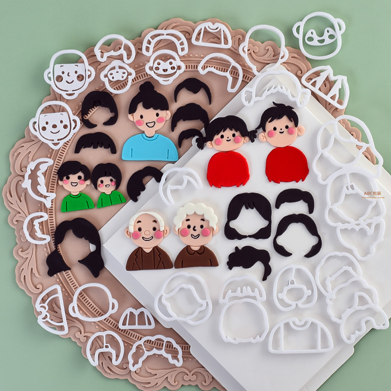 〖 แมวสุนัขครอบครัว 5 ชิ้น ชุดตัดตาย 3D บิสกิต อบ ฉ ออนดานท์ ตกแต่งเค้กวันเกิด เด็กสาว 〗