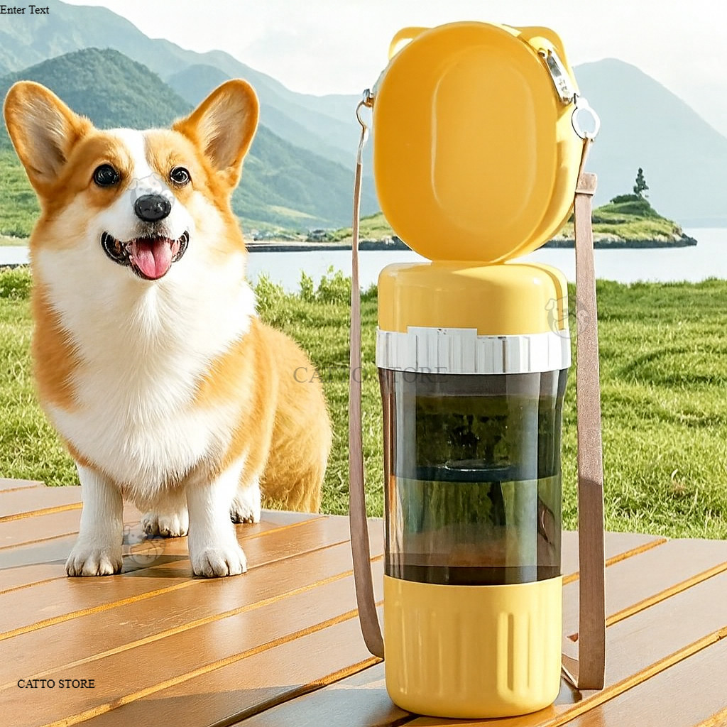 ที่ให้น้ำสัตว์เลี้ยงแบบพกพา มีสายคล้องคอ มีสายคล้องมือ กระบอกน้ำสัตว์เลี้ยง ให้น้ำและอาหารแบบพกพา PC