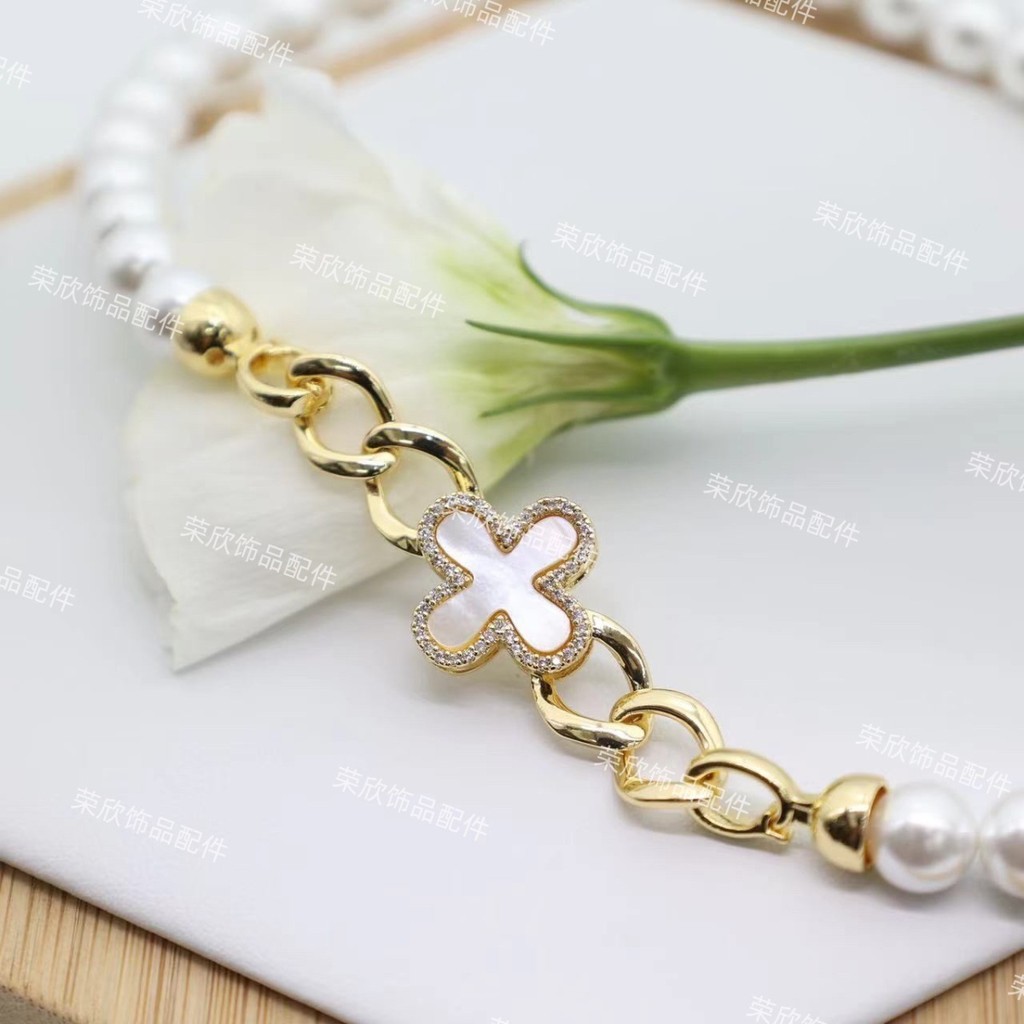 สร้อยข้อมือและสร้อยคอมัลติฟังก์ชัน พร้อมคลิปลูกป�arl สีธรรมชาติ ขนาด 10.1