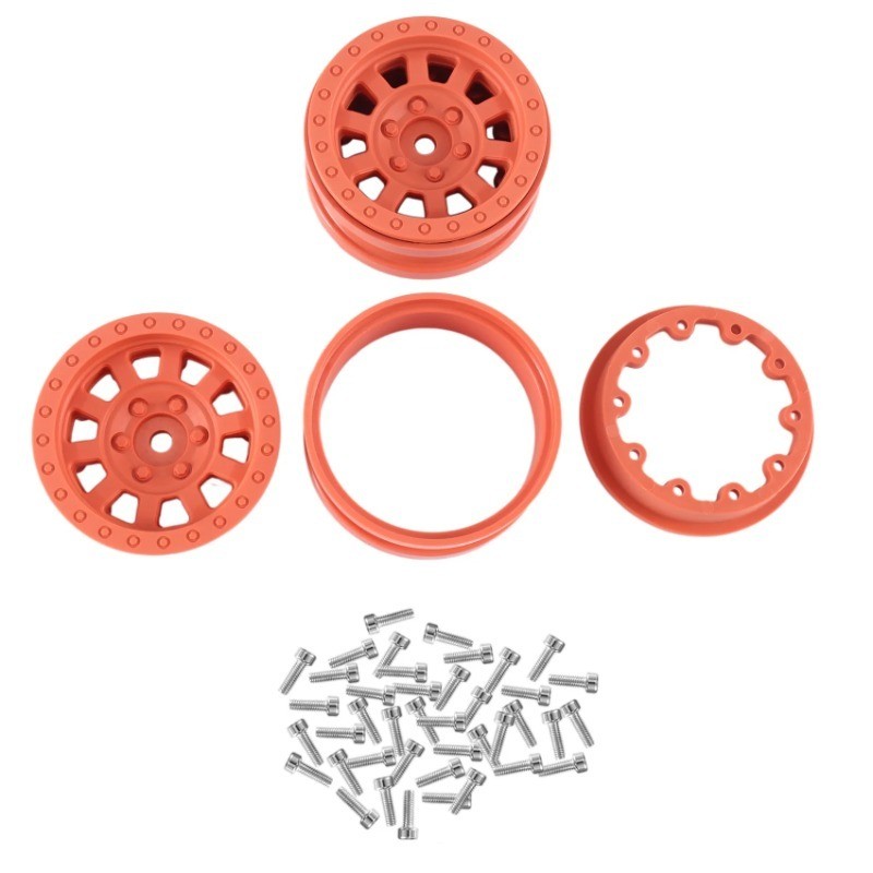 4PCS พลาสติก Beadlock 1.9 "ดุมล้อขอบล้อสําหรับ 1/10 RC Crawler รถ Axial