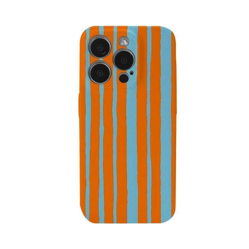 Blue Orange Contrast Color Line Premium Hard Case เหมาะสําหรับ iPhone 16PROMAX 13 14 XR รวมทุกอย่าง 7/8PLUS โทรศัพท์มือถือป้องกันกรณี 15PRO 14PROMAX Frosted XS MAX ทนทาน 16 14 13 12 PRO