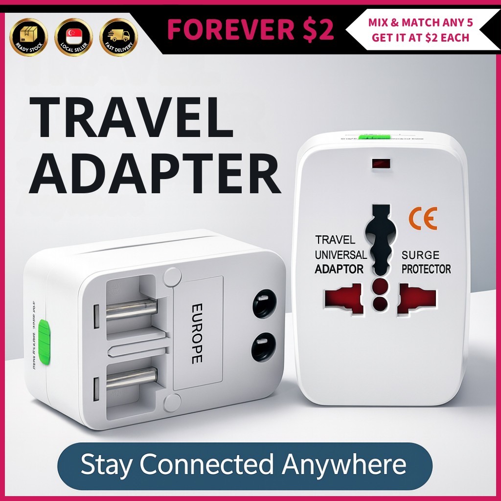 (FOREVER $2) Universal Travel Power Adapter All in One Plug UK Europe US Japan NZ Charger Socket