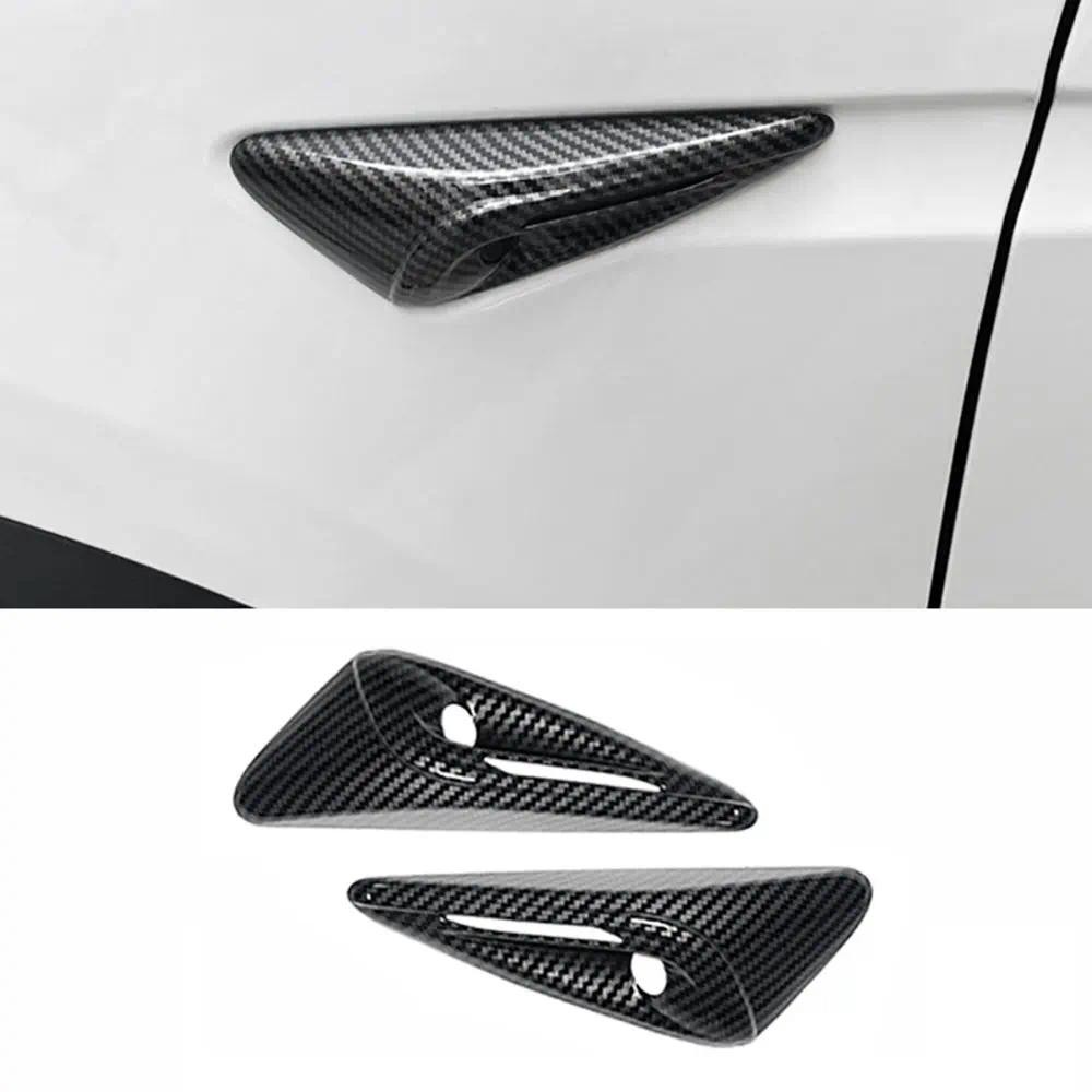 รูปแบบคาร์บอนไฟเบอร์ ABS ด้านข้าง Fender ฝาครอบกล้อง Trim Tesla รุ่น 3 (2023-2024) รุ่น Y 2024HW 4.0